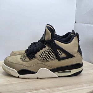 Women's Size 6- Air Jordan 4 Retro Mushroom W Mocha Brown Tan Black Rare GS 4.5Y